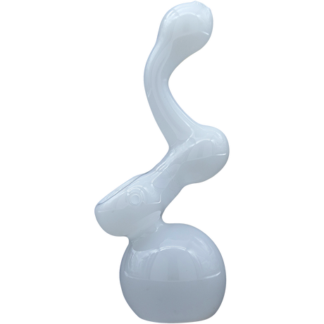 LA Pipes "Ivory Sherlock" Glass Bubbler Pipe with Bubble Design for Dry Herbs, Front View