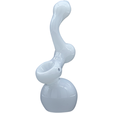 LA Pipes "Ivory Sherlock" Glass Bubbler Pipe for Dry Herbs, White, 6" Tall, USA Made
