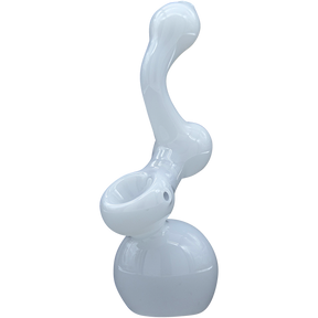 LA Pipes "Ivory Sherlock" Glass Bubbler Pipe for Dry Herbs, White, 6" Tall, USA Made