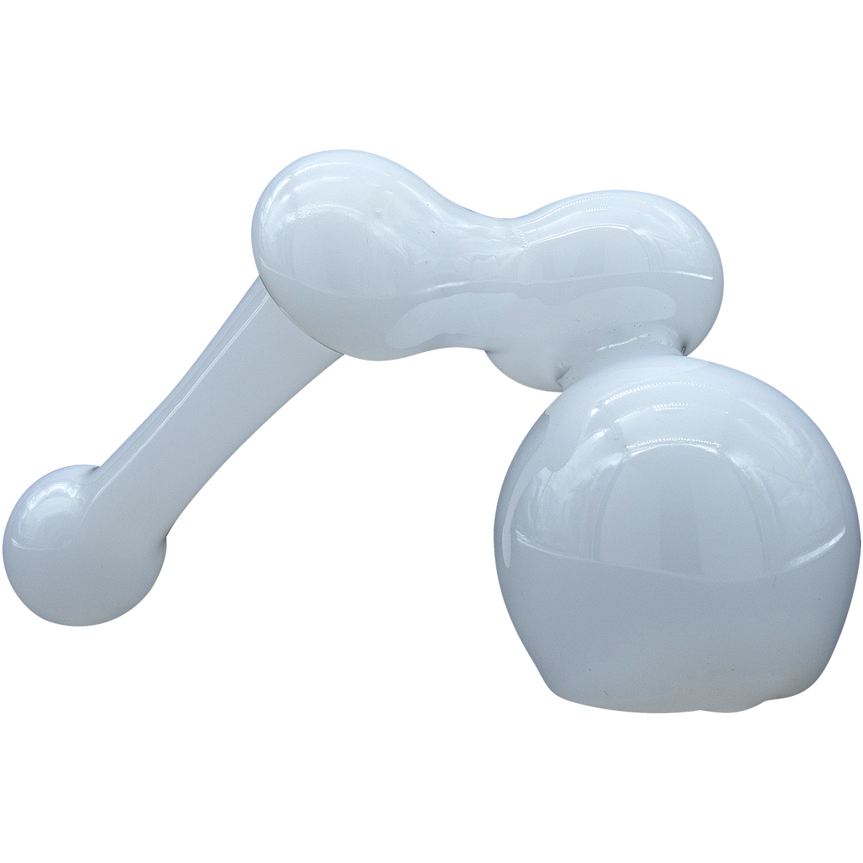 LA Pipes "Ivory Sidecar" White Glass Bubbler Pipe for Dry Herbs, 6" Length, USA Made