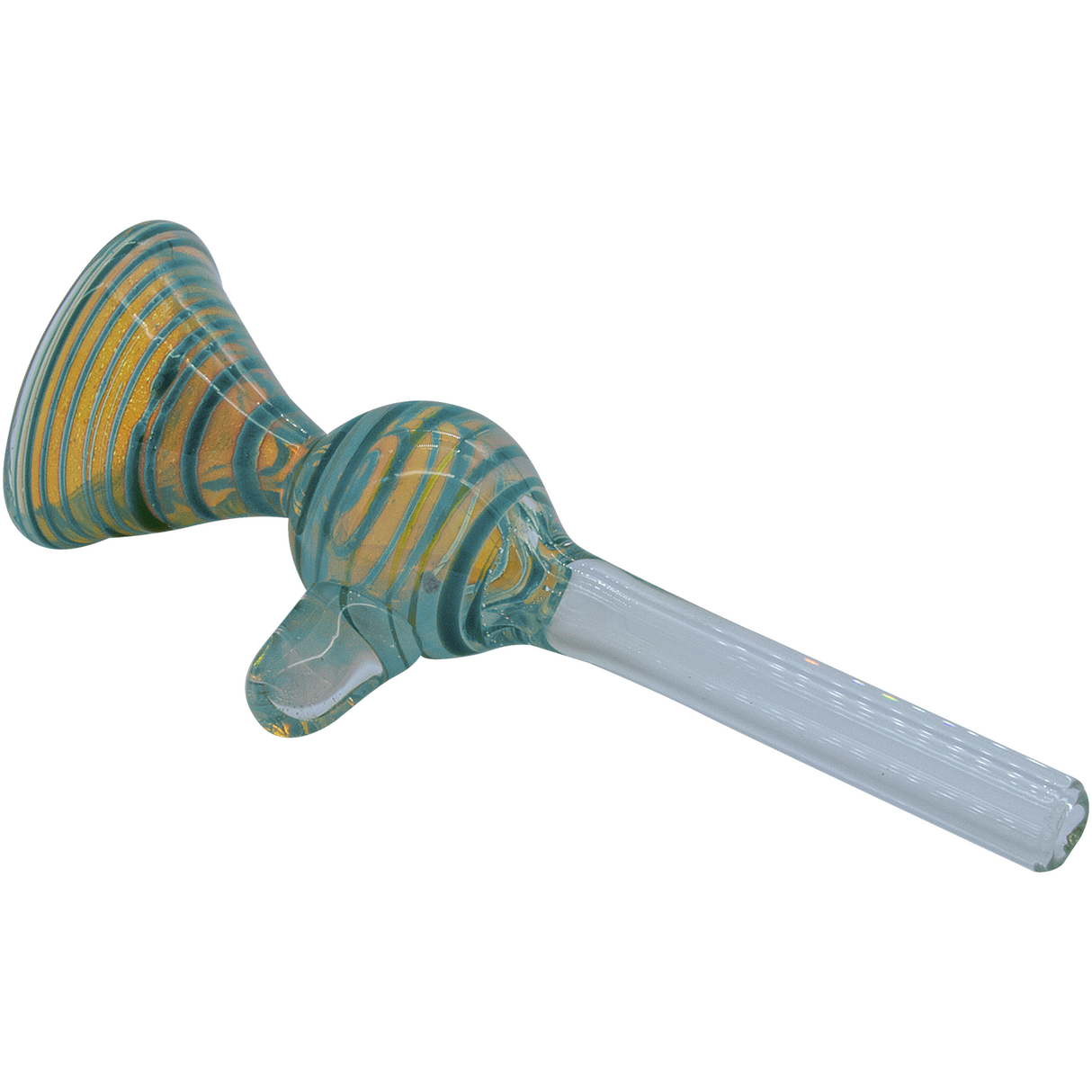 LA Pipes "Loud Speaker" Teal Pull-Stem Slide Bowl for Bongs, Borosilicate Glass with Rubber Grommet Joint