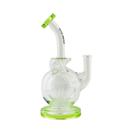 MAV Glass Mojave Double Uptake Incycler Recycler Dab Rig with Green Accents - Front View