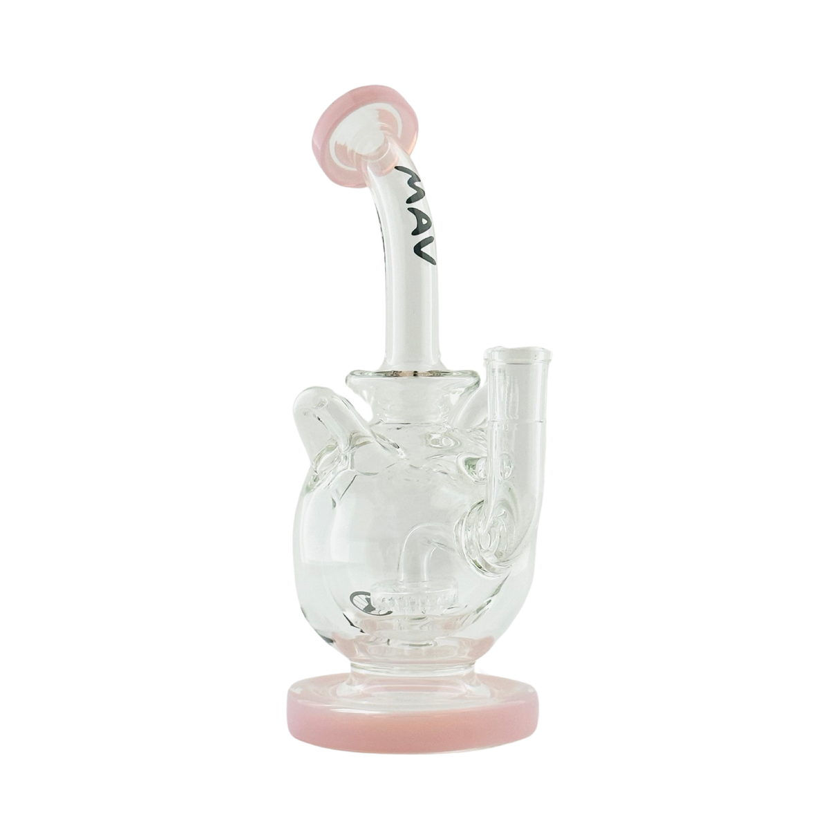MAV Glass Mojave Double Uptake Incycler Recycler Dab Rig with Pink Accents - Front View