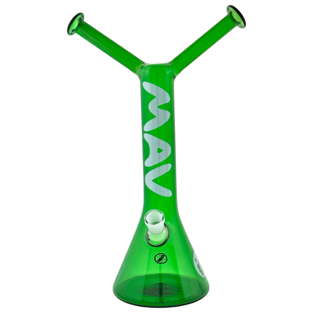 MAV PRO Original Bestie Bong in green with clear bowl, front view on white background