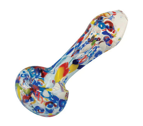 Colorful Frit Glass Pipe with Paint Splatter Design, 4.5" Borosilicate, Side View