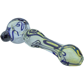 LA Pipes Painted Warrior Spoon Glass Pipe in Cobalt Blue, Fumed Color Changing, 3.25" Long