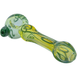 LA Pipes Painted Warrior Spoon Glass Pipe in Forest Green with Fumed Color Changing Design