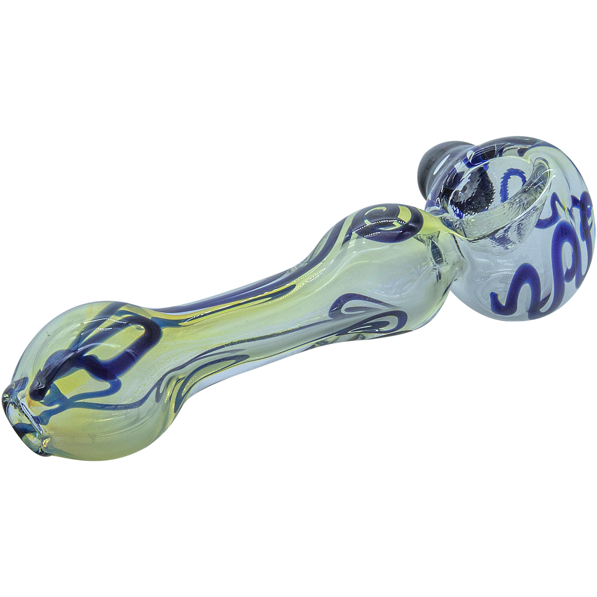 LA Pipes Painted Warrior Spoon Glass Pipe, Fumed Color Changing, 3.25" Length, Side View