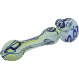 LA Pipes Painted Warrior Spoon Glass Pipe, Fumed Color Changing, 3.25" Length, Side View