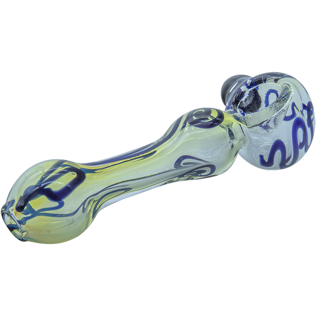 LA Pipes Painted Warrior Spoon Glass Pipe, Fumed Color Changing, 3.25" Length, Side View