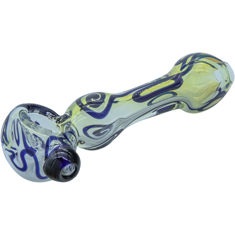 LA Pipes Handmade Spoon Pipe, Silver Fumed Glass, Color-Changing, 3.25", USA Made, Side View