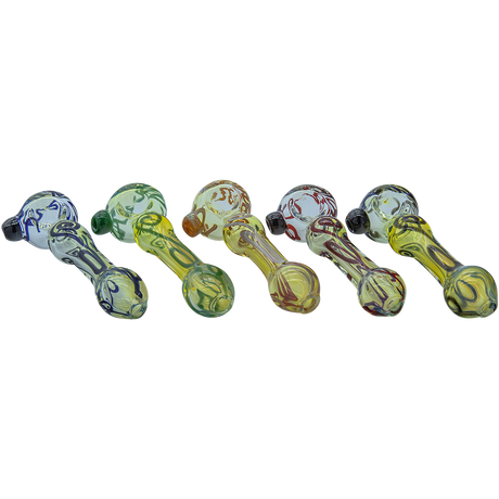 LA Pipes Painted Warrior Spoon Glass Pipes, Fumed Color Changing, 3.25" Length, For Dry Herbs