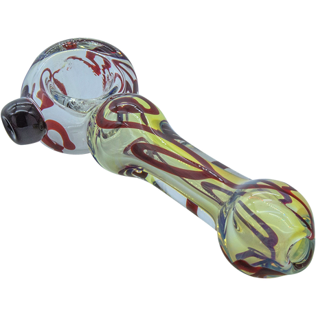 LA Pipes Painted Warrior Spoon Glass Pipe for Dry Herbs, Ruby Red Variant, 3.25" Length