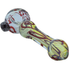 LA Pipes Painted Warrior Spoon Glass Pipe for Dry Herbs, Ruby Red Variant, 3.25" Length