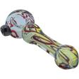 LA Pipes Painted Warrior Spoon Glass Pipe for Dry Herbs, Ruby Red Variant, 3.25" Length