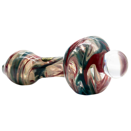 LA Pipes 4.5" Borosilicate Spoon Pipe with Magnifier Marble, Primordial Ooze Design, Side View