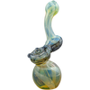 LA Pipes "Rake Bubb" Fumed Sherlock Bubbler Pipe in Black Onyx, 6" height, angled side view