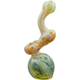 LA Pipes "Rake Bubb" Fumed Sherlock Bubbler Pipe in yellow, front view on white background