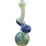 LA Pipes "Rake Bubb" Fumed Sherlock Bubbler Pipe in Blue - Front View