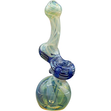LA Pipes "Rake Bubb" Fumed Sherlock Bubbler Pipe in Blue - Front View