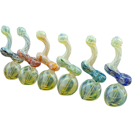 LA Pipes "Rake Bubb" Fumed Sherlock Bubbler Pipes in various colors, front view