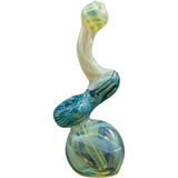 LA Pipes "Rake Bubb" Fumed Sherlock Bubbler Pipe, 6" height, in swirls of blue and amber