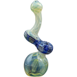 LA Pipes "Rake Bubb" Fumed Sherlock Bubbler Pipe in Blue, Front View on White Background