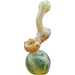LA Pipes "Rake Bubb" Fumed Sherlock Bubbler Pipe in Caramel color, front view on white background