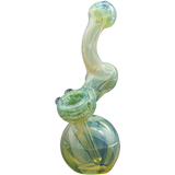 LA Pipes "Rake Bubb" Fumed Sherlock Bubbler Pipe in Forest Green, Front View on White Background