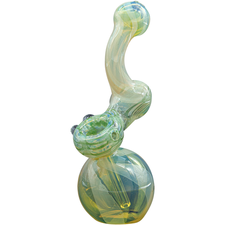 LA Pipes "Rake Bubb" Fumed Sherlock Bubbler Pipe in Forest Green, Front View on White Background