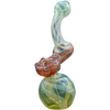 LA Pipes "Rake Bubb" Fumed Sherlock Bubbler Pipe in Ruby Red, 6" height, front view