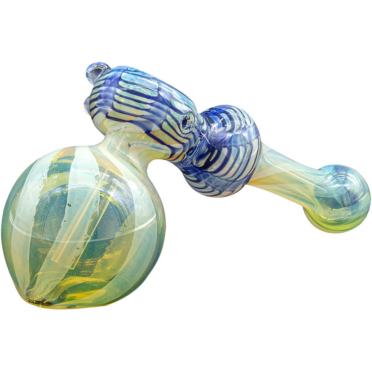 LA Pipes Raked Hammer Fumed Bubbler Pipe, 6" Borosilicate Glass, Side View