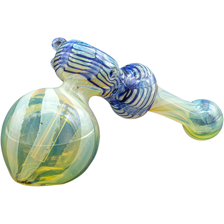 LA Pipes Raked Hammer Fumed Bubbler Pipe, 6" Borosilicate Glass, Side View