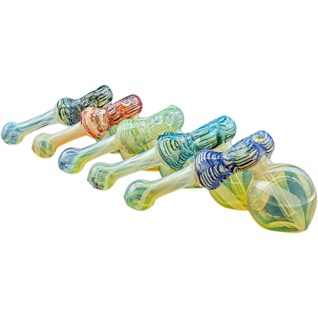 LA Pipes Raked Hammer Fumed Bubblers in Various Colors, 6" Borosilicate Glass, Side View