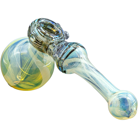 LA Pipes Raked Hammer Fumed Hammer Bubbler Pipe in various colors, 6" borosilicate glass, side view