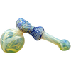 LA Pipes Raked Hammer Fumed Bubbler Pipe in Cobalt Blue, 6" Borosilicate Glass, Side View
