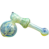 LA Pipes "Raked Hammer" Fumed Hammer Bubbler Pipe in Forest Green, 6" Borosilicate Glass, Side View