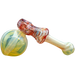 LA Pipes "Raked Hammer" Fumed Hammer Bubbler Pipe in Ruby Red with Borosilicate Glass