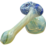 LA Pipes Raked Sidecar Bubbler in Fumed Glass with Blue Accents, Angled Side View