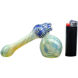 LA Pipes Raked Sidecar Bubbler Pipe in Fumed Glass with Assorted Colors, Side View