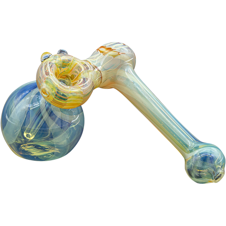 LA Pipes Raked Sidecar Bubbler in Caramel, Fumed Glass with Swirl Design, 6" Length