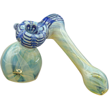 LA Pipes Raked Sidecar Bubbler Pipe in Cobalt Blue, 6" Borosilicate Glass for Dry Herbs, Side View