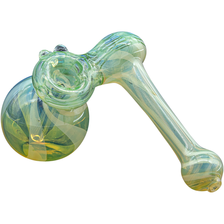 LA Pipes Raked Sidecar Bubbler in Forest Green with Fumed Glass Design, 6" Length, for Dry Herbs