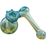 LA Pipes Raked Sidecar Bubbler Pipe in Ocean Surf, 6" Borosilicate Glass, for Dry Herbs - Side View