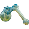 LA Pipes Raked Sidecar Bubbler Pipe in Ocean Surf, 6" Borosilicate Glass, for Dry Herbs - Side View