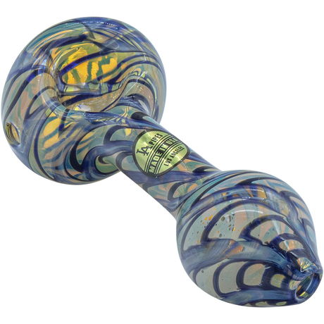 LA Pipes "Raker" Glass Spoon Pipe in Blue, Large Variant, Fumed Color Changing Design
