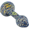 LA Pipes "Raker" Glass Spoon Pipe in Blue, Large Variant, Fumed Color Changing Design