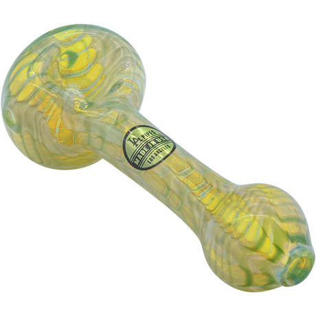 LA Pipes "Raker" Glass Spoon Pipe in Green, Large Variant, Fumed Color Changing Design