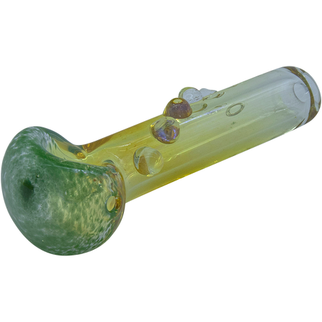 LA Pipes "Razorback" Silver Fumed Mini Spoon Pipe in Green, Side View on White Background
