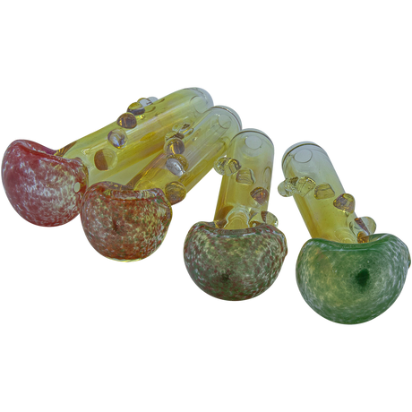 LA Pipes "Razorback" Silver Fumed Mini Spoons in various colors, 3" length, on white background
